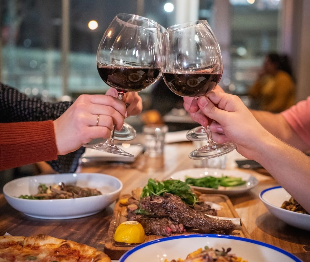 family dinner with wine