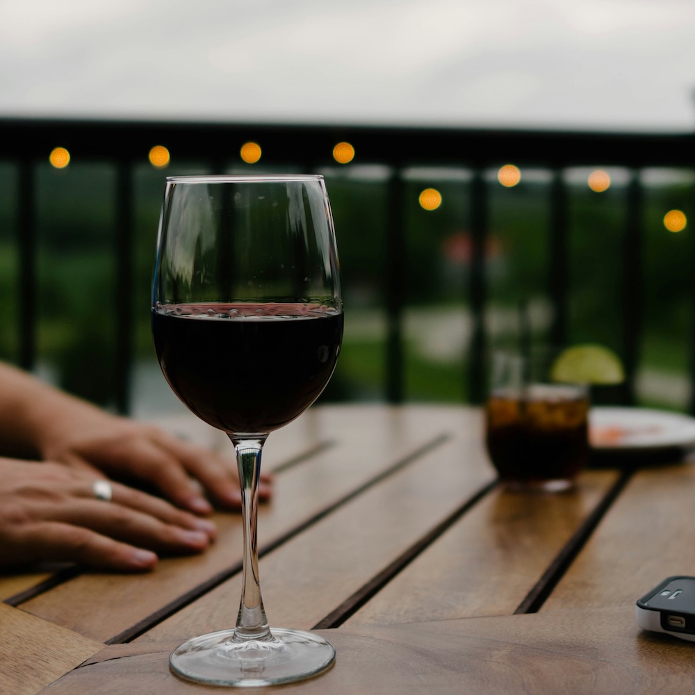 solo person drinking wine